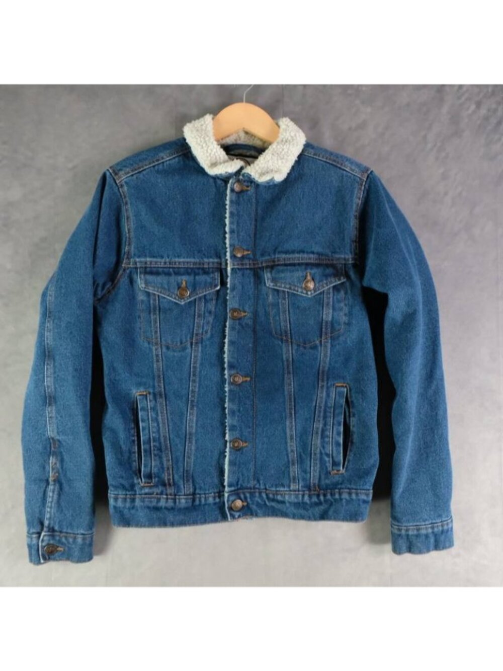 Refinery Republic Jacket Men's S Blue Denim Sherpa Lined Trucker Casual